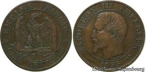 S91 France 5 Centimes Napoléon III Tête Nue 1855 B Rouen -> Faire Offre