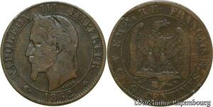 S93 France 5 Centimes Napoléon III Tête Laurée 1862 BB Strasbourg -> Faire Offre