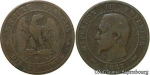 S115 France 10 Centimes Napoléon I Tête Nue 1855 D Lyon Chien -> Faire Offre