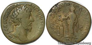 S166 Italy Sestertius Aurelius 161-180 Rome Aurel Antoninus Saluti Augustor