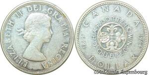 S191 Canada Dollar Charlotte Town Quebec Elizabeth II 1966 AU Silver
