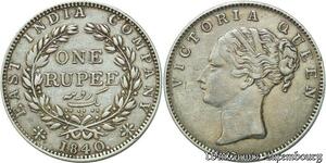 S210 India Indes britanniques Victoria Rupee 1840 Bombay Silver -> M.Offre