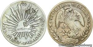 S225 Mexico 8 Reales 1877 Go-FR Chinese Chopmark Silver