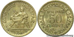 S333 France 50 Centimes Chambre de Commerce 1926 Superbe ++ -> Faire Offre