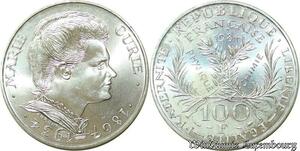 S349 France 100 Francs Marie Curie 1984 Argent Silver FDC -> Faire Offre