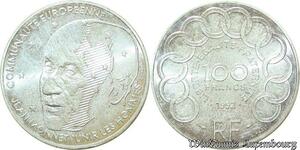 S355 France 100 Francs Jean Monnet 1992 Argent Silver FDC -> Faire Offre