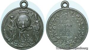 S418 France Très Rare Révolution Médaille populaire réunion Les 3 ordres 1789 TTB