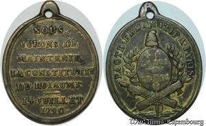 S419 France Très Rare Constitution Médaille Pacte fédératif 14 juillet 1790 Paris