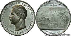 S441 Rare Medal Egypt Inauguration Canal Suez F. Lesseps Restelli Turin 1869 UNC