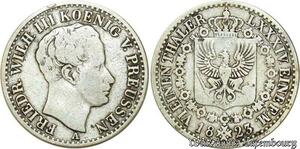 S484 Austria 1/6 Thaler Wilhelm III Koening Prussen A Vienne 1823 Silver