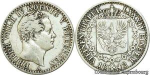 S485 Austria 1/6 Thaler Wilhelm IV Koening Von Prussen A Vienne 1842 Silver