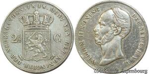 S497 Rare Netherlands 2 1/2 Gulden Willem II 1848 Argent Silver -> Offre