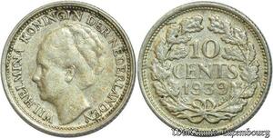 S505 Netherlands 10 Cents Wilhelmina 1939 Argent Silver -> Faire Offre