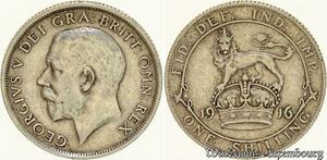 S516 United Kingdom Schilling George V 1916 Argent Silver -> Faire Offre
