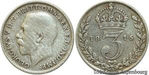 S523 United Kingdom 3 Pence George V 1915 Argent Silver -> Faire Offre