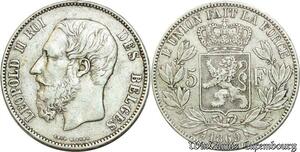 S534 Belgium 5 Francs Léopold II 1869 Argent Silver -> Faire Offre