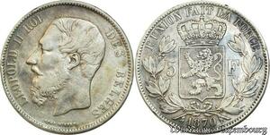 S536 Belgium 5 Francs Léopold II 1870 Argent Silver -> Faire Offre