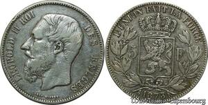 S538 Belgium 5 Francs Léopold II 1873 Argent Silver -> Faire Offre