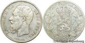 S539 Belgium 5 Francs Léopold II 1873 Argent Silver -> Faire Offre