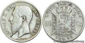 S543 Belgium 50 Centimes Léopold II 1898 Argent Silver -> Faire Offre
