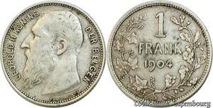 S545 Belgium Un Franc Léopold II 1904 Argent Silver -> Faire Offre