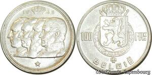 S552 Belgium 100 Francs 4 rois België 1949 Argent Silver -> Faire Offre