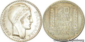 S557 France 20 Francs Turin 1938 Argent Silver SUP -> Faire Offre