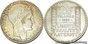 S558 France 20 Francs Turin 1938 Argent Silver SUP -> Faire Offre