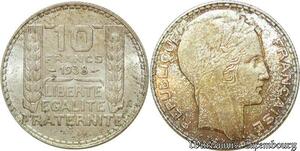 S562 France 10 Francs Turin 1938 Argent Silver SUP SPL -> Faire Offre