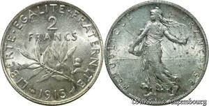 S567 France 2 Francs Semeuse 1915 Argent Silver FDC++ -> Faire Offre