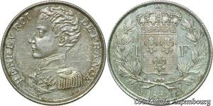 S572 France 1 Franc Henri V 1831 Argent Silver FDC ! Un Bijou -> Faire Offre