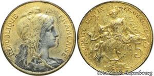 S588 France 5 Centimes Dupuis Bicolore 1916 Dorée Argentée -> Faire Offre