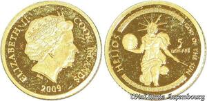 S633 Cook Islands 5 Dollars Elizabeth II Helios 2009 Or Gold 999% PF BE Proof