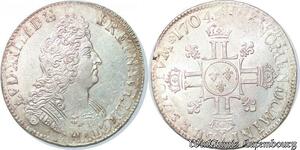 S655 France Rare Ecu Louis XIV 1643-1715 aux 8 L 1704 A Paris Argent Silver Superbe