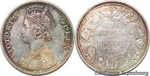 S670 Britsh India Victoria Empress 1876-1901 Rupee 1876 AU MS ! Silver