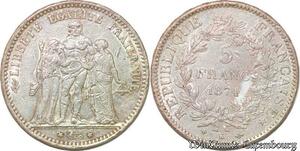 S689 France 5 Francs Hercule 1874 K Bordeaux Argent Silver -> Faire Offre
