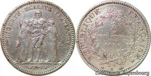 S690 France 5 Francs Hercule 1874 A Paris Argent Silver -> Faire Offre