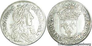 S697 France 1/12 Ecu Louis XIV buste Juvénile 1660 B Rouen Argent Silver