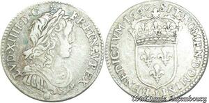 S699 France Rare 1/12 Ecu Louis XIV 1660 I Limoges Argent Silver -> Faire Offre