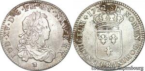 S708 France Louis XV 1/3 écu de France Louis XV 1722 R Orléans Argent TTB ++