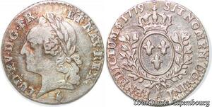 S714 France 1/20 Ecu Louis XVI sous Louis XV Frappe insolite 1779 A Paris Argent