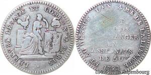 S722 France Constitution Bon 10 Sols Lefèvre Lesage 1792 Paris Argent