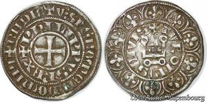 S729 France Très Rare Gros Tournois Philippe IV maille tIce à l'O rond -> Faire Offre