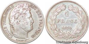S762 France Rare 1 Franc Louis-Philippe 1834 A Paris Argent Silver -> Faire Offre