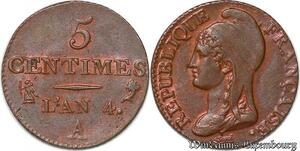S770 France Rare 5 Centimes Dupré petit module An 4 A Paris Superbe +++
