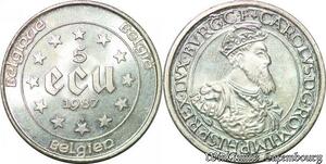 S789 Belgium 5 Ecu Belgie Karl V 1987 FDC Argent Proof BE -> Make offer