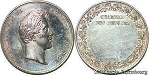 S918 France Médaille Charles X De Puymaurin Chambre des Députés 1828 Argent Silver