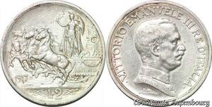 S985 Rare Italy 2 Lire Victor Emmanuel III 1917 Roma Argent Silver UNC