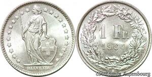 S989 Switzerland 1 Franc Helvetia 1964 Argent Silver -> Faire Offre