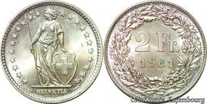 S993 Switzerland 2 Francs Helvetia 1961 Argent Silver -> Faire Offre